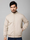 Cantabil Solid Full Sleeves Mock Collar Regular Fit Beige Casual Reversible Jacket For Men