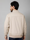 Cantabil Solid Full Sleeves Mock Collar Regular Fit Beige Casual Reversible Jacket For Men