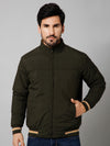 Cantabil Solid Full Sleeves Mock Collar Regular Fit Olive Casual Reversible Jacket for Men