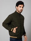 Cantabil Solid Full Sleeves Mock Collar Regular Fit Olive Casual Reversible Jacket for Men