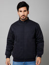 Cantabil Solid Full Sleeves Mock Collar Regular Fit Navy Blue Casual Reversible Jacket For Men