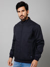 Cantabil Solid Full Sleeves Mock Collar Regular Fit Navy Blue Casual Reversible Jacket For Men