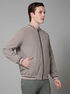 Cantabil Solid Light Beige Full Sleeves Stand Collar Regular Fit Reversible Jacket for Men