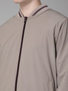 Cantabil Solid Light Beige Full Sleeves Stand Collar Regular Fit Reversible Jacket for Men