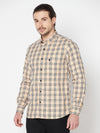 Cantabil Men Cotton Checkered Orange Full Sleeve Casual Shirt for Men with Pocket (6816143868043)