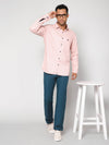 Cantabil Men Cotton Printed Pink Full Sleeve Casual Shirt for Men with Pocket (7113361522827)