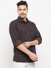 Cantabil Men Cotton Checkered Brown Full Sleeve Casual Shirt for Men with Pocket (7088262152331)
