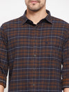 Cantabil Men Cotton Checkered Brown Full Sleeve Casual Shirt for Men with Pocket (7088262152331)