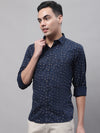 Cantabil Men Cotton Printed Navy Blue Full Sleeve Casual Shirt for Men with Pocket (7092834795659)