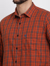 Cantabil Men Cotton Checkered Red Full Sleeve Casual Shirt for Men with Pocket (6767505604747)