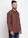 Cantabil Men Cotton Checkered Brown Full Sleeve Casual Shirt for Men with Pocket (6767514943627)
