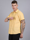 Cantabil Men Cotton Blend Striped Lemon Half Sleeve Casual Shirt for Men with Pocket (6853567807627)