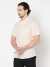 Cantabil Men Cotton Blend Peach Solid Half Sleeve Casual Shirt for Men with Pocket (6816150323339)