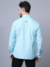 Cantabil Cotton Printed Mint Blue Full Sleeve Casual Shirt for Men with Pocket (7048382578827)