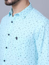 Cantabil Cotton Printed Mint Blue Full Sleeve Casual Shirt for Men with Pocket (7048382578827)