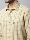 Cantabil Cotton Checkered Yellow Full Sleeve Casual Shirt for Men with Pocket (7048382611595)