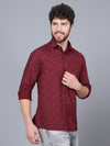 Cantabil Cotton Printed Maroon Full Sleeve Casual Shirt for Men with Pocket (7089879744651)