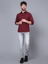 Cantabil Cotton Printed Maroon Full Sleeve Casual Shirt for Men with Pocket (7089879744651)