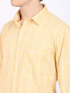 Cantabil Cotton Checkered Mustard Full Sleeve Casual Shirt for Men with Pocket (6865454825611)