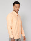 Cantabil Cotton Self Design Orange Full Sleeve Casual Shirt for Men with Pocket (7113361948811)