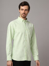 Cantabil Cotton Self Design Light Green Full Sleeve Casual Shirt for Men with Pocket (7048396013707)