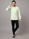 Cantabil Cotton Self Design Light Green Full Sleeve Casual Shirt for Men with Pocket (7048396013707)