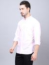 Cantabil Cotton Self Design Pink Full Sleeve Casual Shirt for Men with Pocket (7048399356043)
