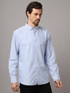 Cantabil Cotton Self Design Sky Blue Full Sleeve Casual Shirt for Men with Pocket (7048400961675)