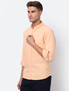 Cantabil Cotton Self Design Orange Full Sleeve Casual Shirt for Men with Pocket (7048942420107)