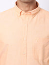 Cantabil Cotton Self Design Orange Full Sleeve Casual Shirt for Men with Pocket (7048942420107)