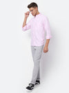 Cantabil Cotton Self Design Pink Full Sleeve Casual Shirt for Men with Pocket (6928017358987)