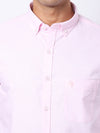 Cantabil Cotton Self Design Pink Full Sleeve Casual Shirt for Men with Pocket (6928017358987)