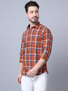 Cantabil Cotton Checkered Red Full Sleeve Casual Shirt for Men with Pocket (7048407974027)