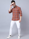 Cantabil Cotton Checkered Red Full Sleeve Casual Shirt for Men with Pocket (7048407974027)
