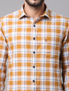 Cantabil Cotton Checkered Mustard Full Sleeve Casual Shirt for Men with Pocket (7049015132299)