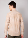 Cantabil Cotton Checkered Beige Full Sleeve Casual Shirt for Men with Pocket (7048397160587)