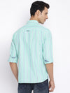 Cantabil Cotton Striped Green Full Sleeve Casual Shirt for Men with Pocket (7049631006859)