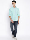 Cantabil Cotton Striped Green Full Sleeve Casual Shirt for Men with Pocket (7049631006859)