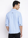 Cantabil Cotton Striped Sky Blue Full Sleeve Casual Shirt for Men with Pocket (7049634873483)