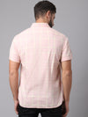 Cantabil Cotton Checkered Pink Half Sleeve Casual Shirt for Men with Pocket (7049019981963)