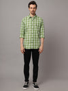 Cantabil Cotton Checkered Green Full Sleeve Casual Shirt for Men with Pocket (7048422162571)