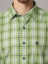 Cantabil Cotton Checkered Green Full Sleeve Casual Shirt for Men with Pocket (7048422162571)