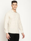 Cantabil Cotton Blend Printed Beige Full Sleeve Casual Shirt for Men with Pocket (6830287519883)