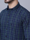 Cantabil Cotton Checkered Green Full Sleeve Casual Shirt for Men with Pocket (7048426324107)