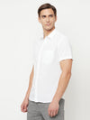 Cantabil Cotton Blend Solid White Half Sleeve Casual Shirt for Men with Pocket (6816158122123)