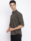 Cantabil Cotton Striped Olive Full Sleeve Casual Shirt for Men with Pocket (7050263068811)