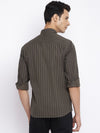 Cantabil Cotton Striped Olive Full Sleeve Casual Shirt for Men with Pocket (7050263068811)
