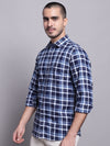 Cantabil Cotton Checkered Navy Blue Full Sleeve Casual Shirt for Men with Pocket (7137569702027)