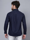 Cantabil Cotton Self Design Navy Blue Full Sleeve Casual Shirt for Men with Pocket (7091352993931)