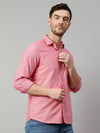 Cantabil Cotton Self Design Red Full Sleeve Casual Shirt for Men with Pocket (7114269589643)